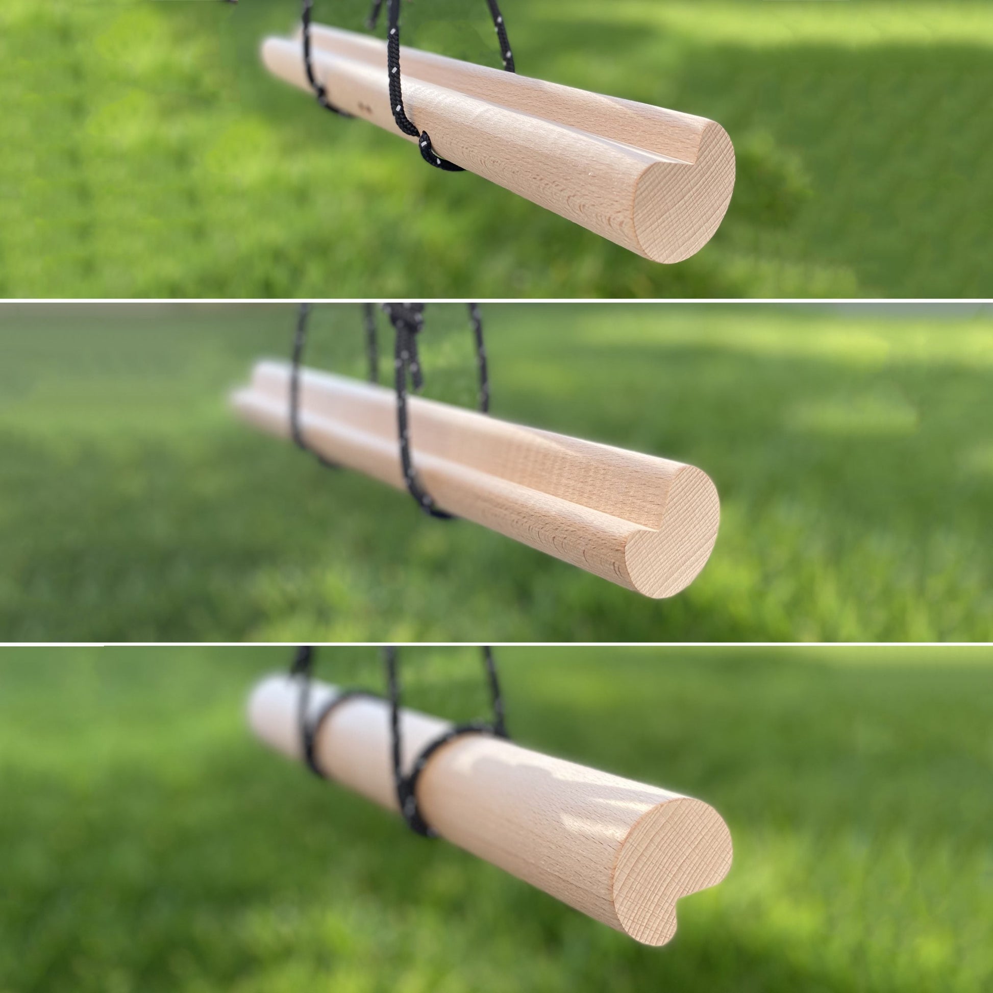 Hangboard pull-up bar long version wide angle showing full rope mounting holes for door frame or bar attachment